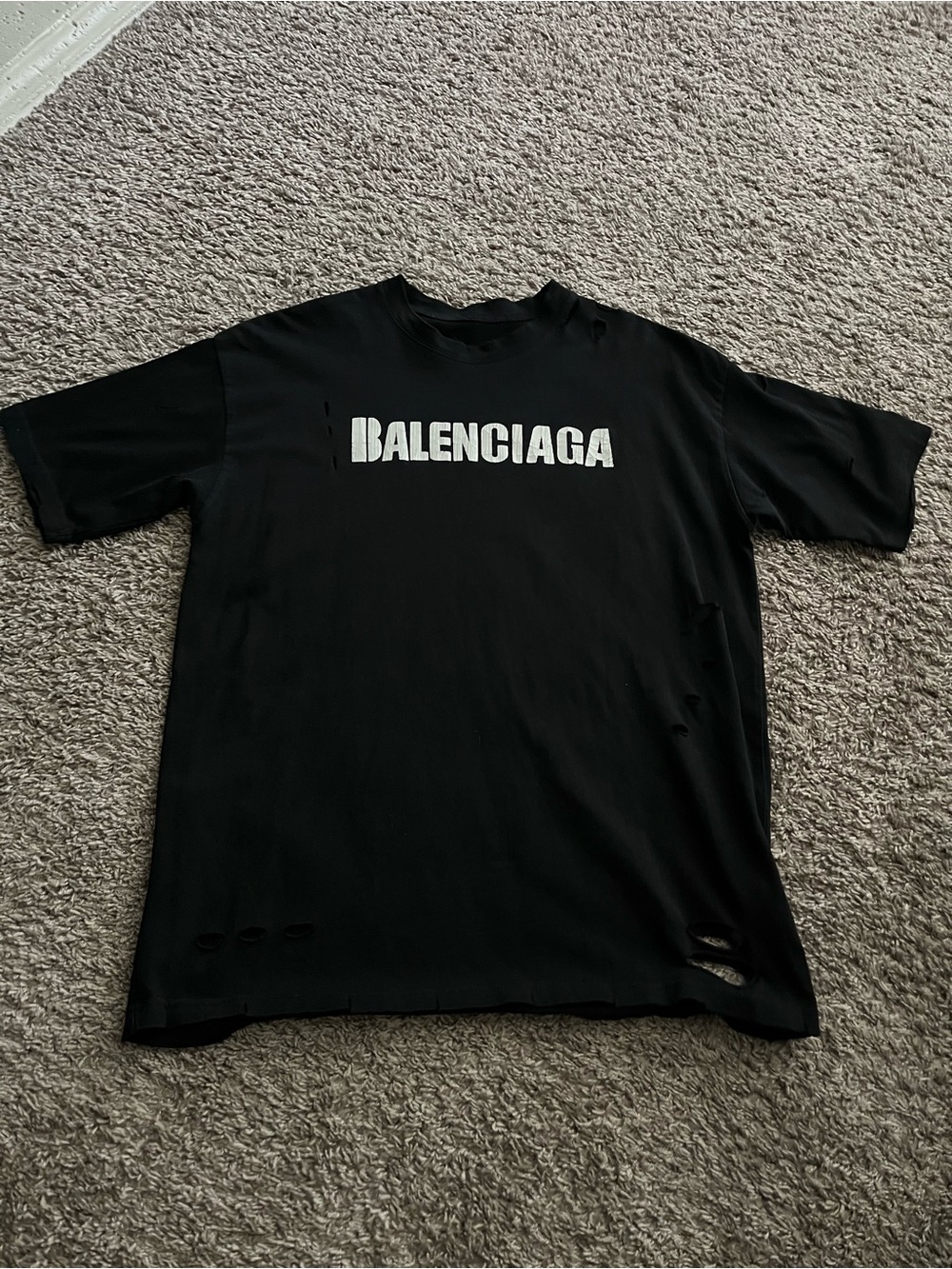 Balenciaga Black T-Shirt with White Logo Print